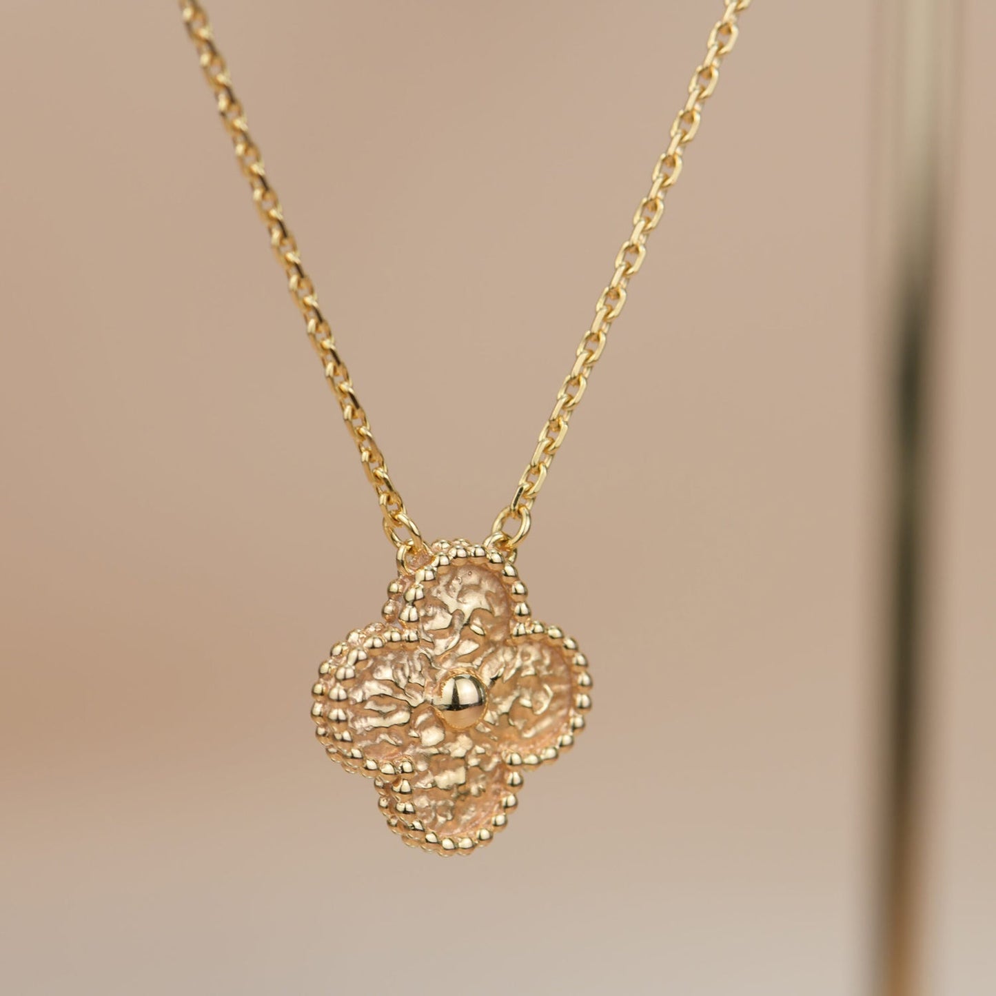 [Marin-Jewelry]CLOVER 15MM  BRONZING NECKLACE