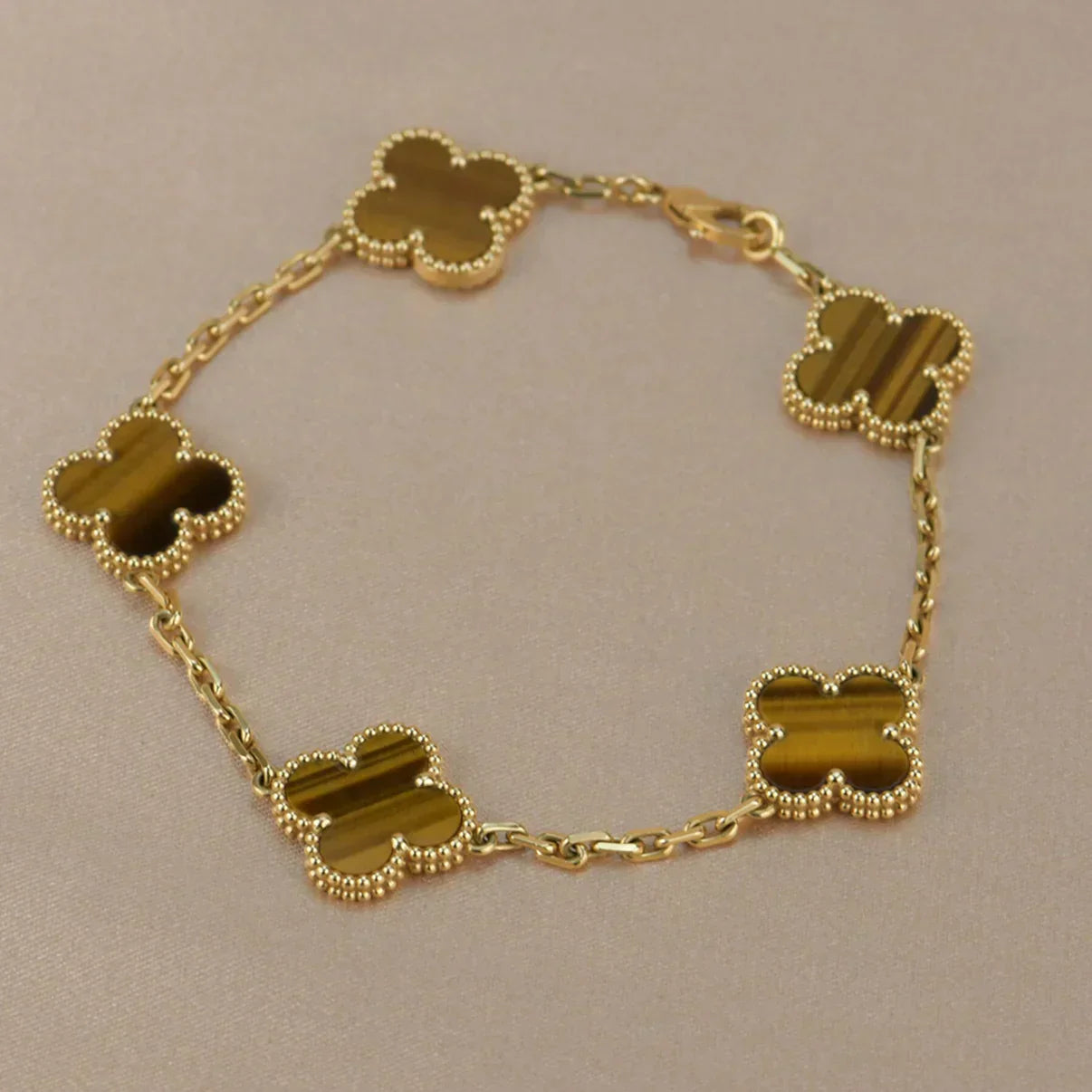 [Marin-Jewelry] CLOVER 5 MOTIFS TIGER EYE BRACELET COLLECTION