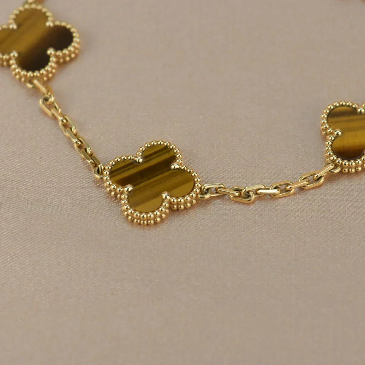 [Marin-Jewelry] CLOVER 5 MOTIFS TIGER EYE BRACELET COLLECTION