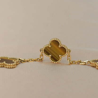 [Marin-Jewelry] CLOVER 5 MOTIFS TIGER EYE BRACELET COLLECTION