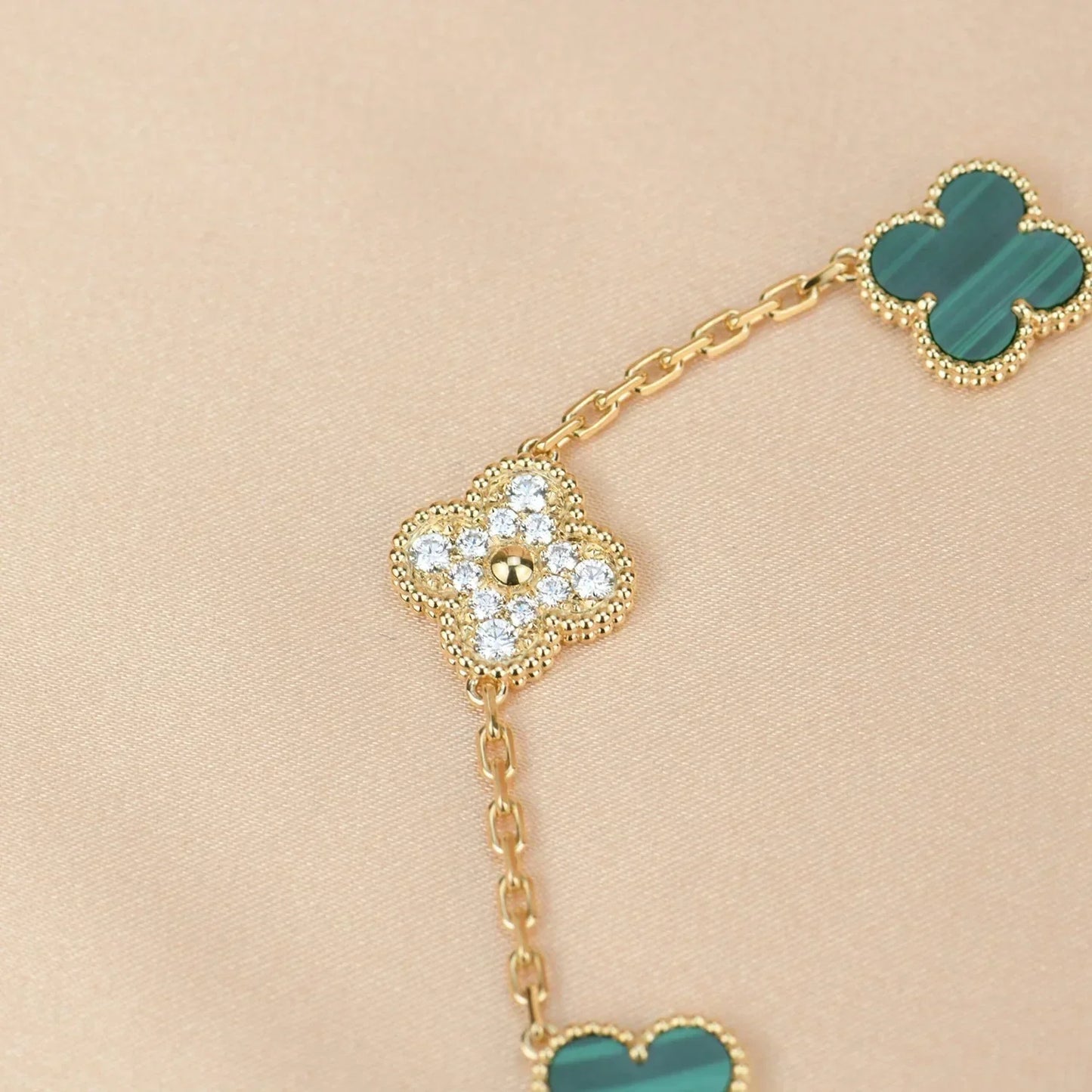 [Marin-Jewelry] CLOVER 5 MOTIF MALACHITE BRACELET COLLECTION