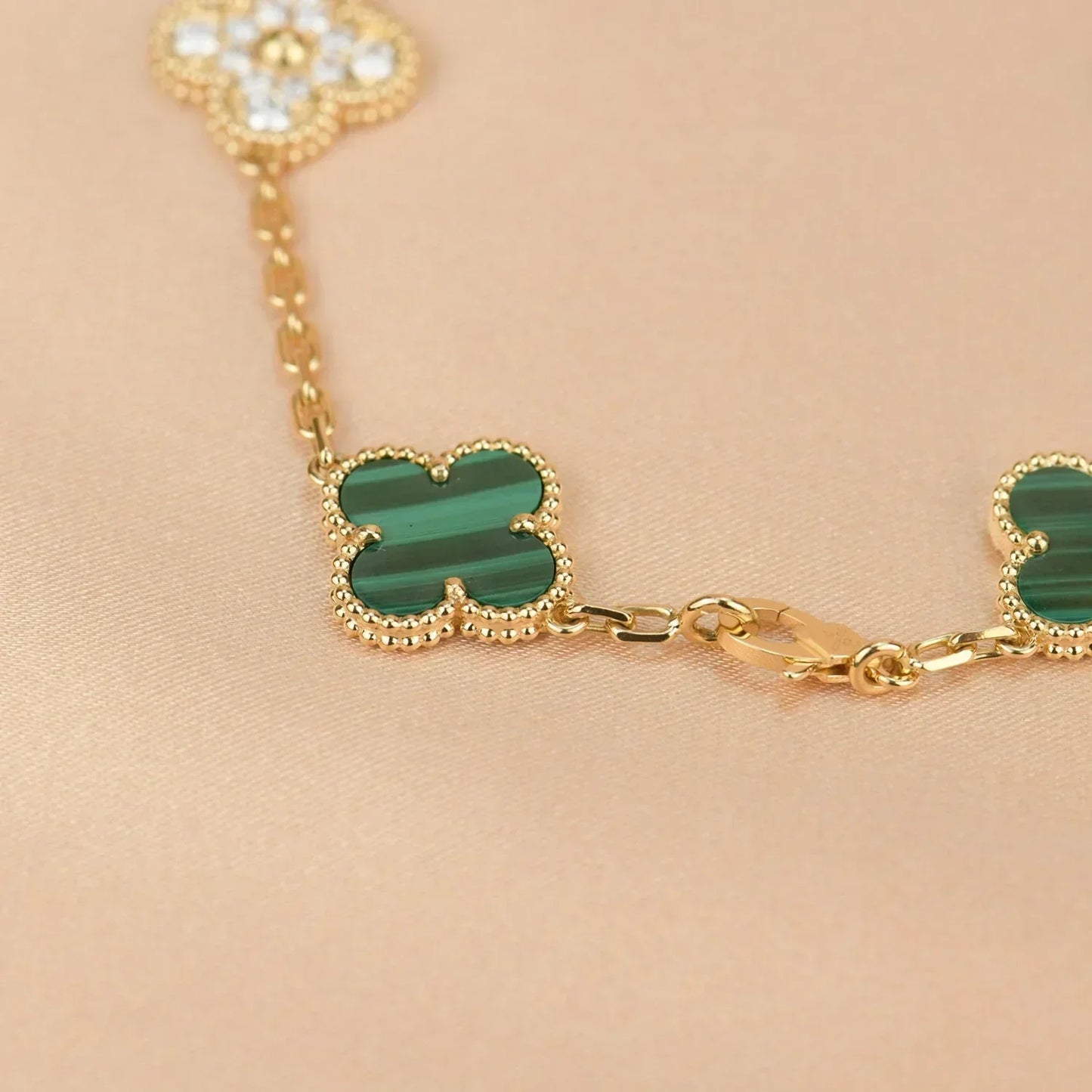 [Marin-Jewelry] CLOVER 5 MOTIF MALACHITE BRACELET COLLECTION