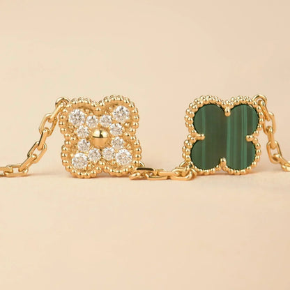 [Marin-Jewelry] CLOVER 5 MOTIF MALACHITE BRACELET COLLECTION