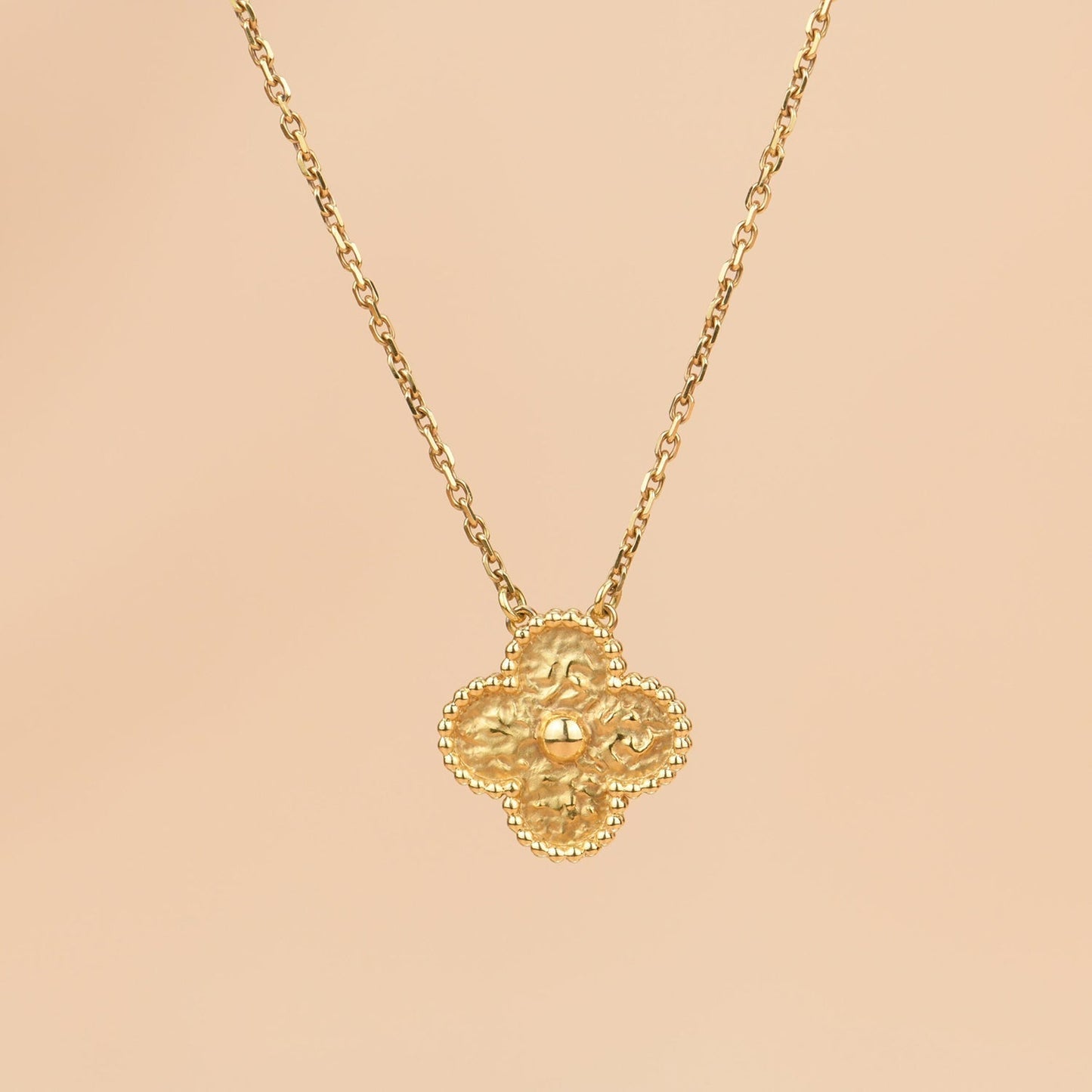 [Marin-Jewelry]CLOVER 15MM  BRONZING NECKLACE