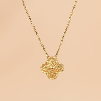 [Marin-Jewelry]CLOVER 15MM  BRONZING NECKLACE