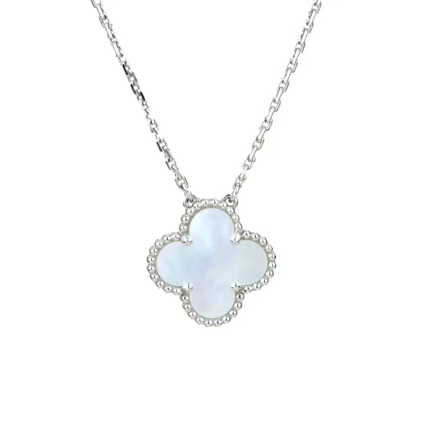 [Marin-Jewelry]CLOVER  15MM WHITE MOTHER-OF-PEARL SILVER