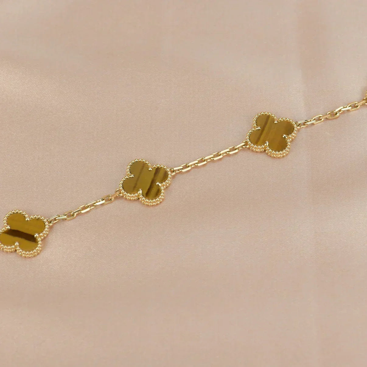 [Marin-Jewelry] CLOVER 5 MOTIFS TIGER EYE BRACELET COLLECTION