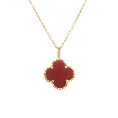 [Marin-Jewelry]CLOVER 25MM NECKLACE GOLD CARNELIAN