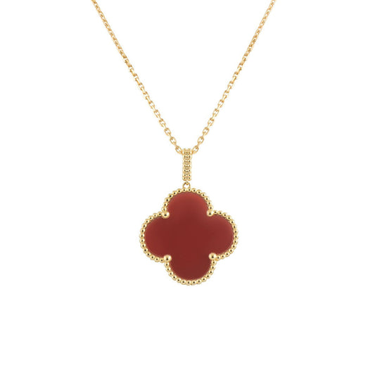 [Marin-Jewelry]CLOVER 25MM NECKLACE GOLD CARNELIAN