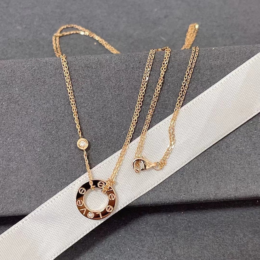 [Marin-Jewelry]LOVE NECKLACE 16MM 2 DIAMONDS
