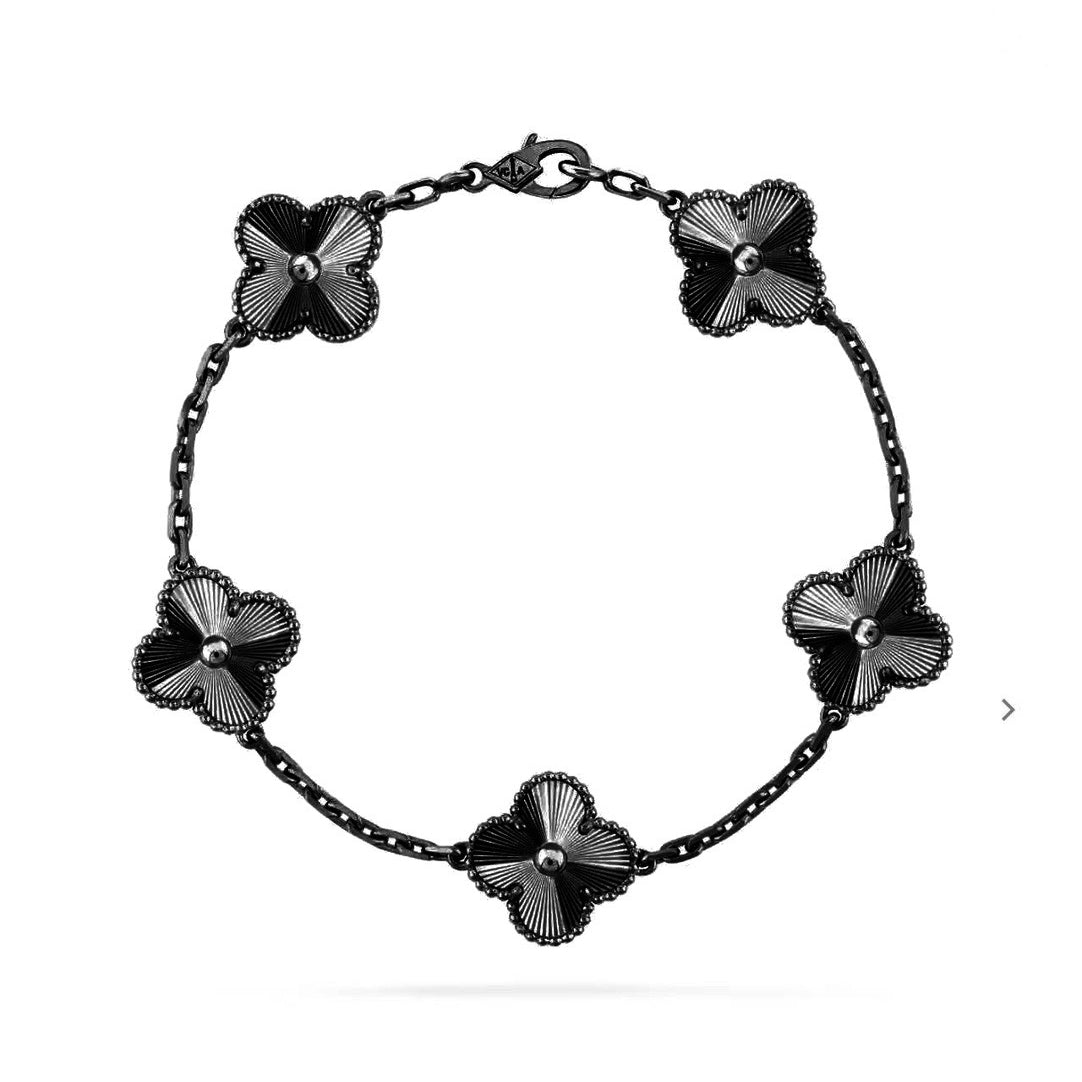 [Marin-Jewelry]CLOVER 5 MOTIF BLACK BRACELET