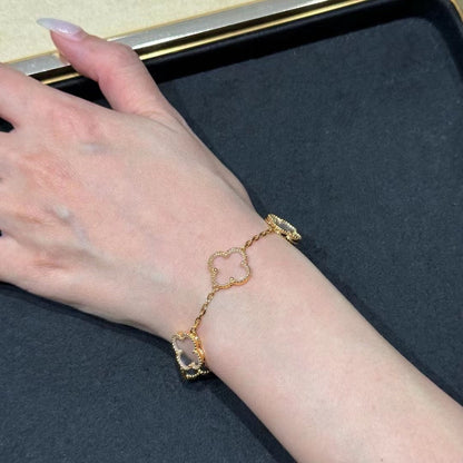 [Marin-Jewelry]CLOVER 5 MOTIF ROCK CRYSTAL BRACELET