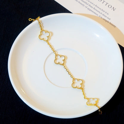 [Marin-Jewelry]CLOVER 5 MOTIF ROCK CRYSTAL BRACELET