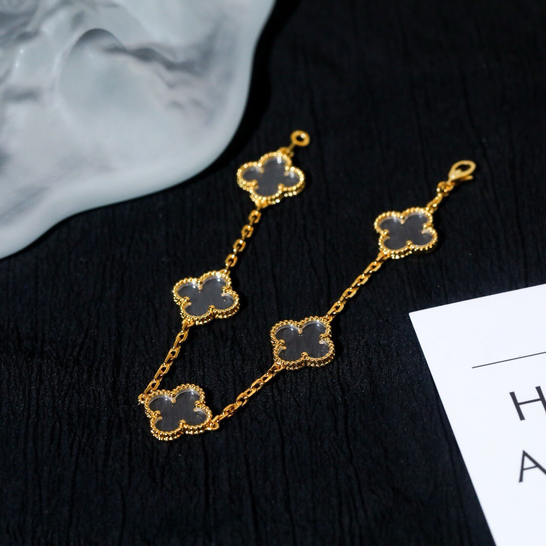 [Marin-Jewelry]CLOVER 5 MOTIF ROCK CRYSTAL BRACELET
