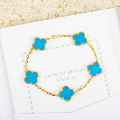 [Marin-Jewelry] CLOVER 5 MOTIF TURQUOISE BRACELET COLLECTION
