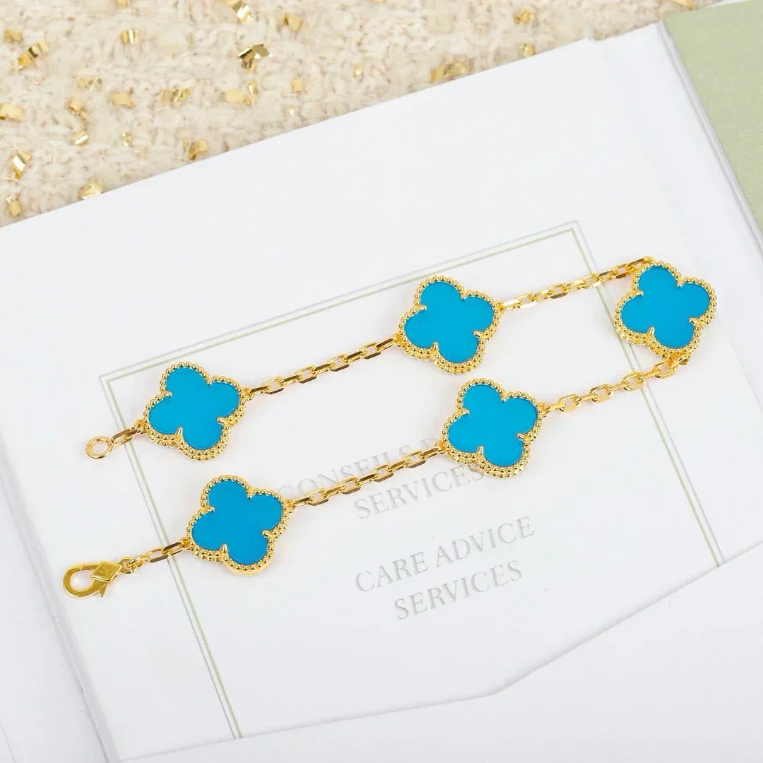 [Marin-Jewelry] CLOVER 5 MOTIF TURQUOISE BRACELET COLLECTION