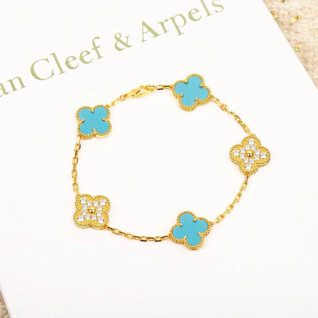 [Marin-Jewelry] CLOVER 5 MOTIF TURQUOISE BRACELET COLLECTION