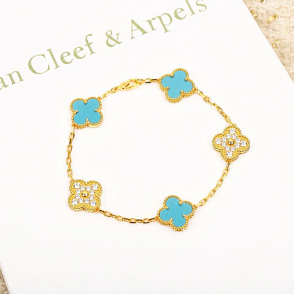 [Marin-Jewelry] CLOVER 5 MOTIF TURQUOISE BRACELET COLLECTION