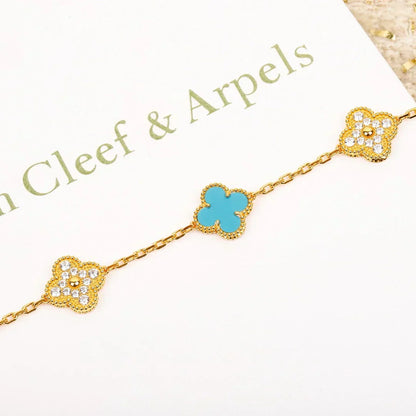 [Marin-Jewelry] CLOVER 5 MOTIF TURQUOISE BRACELET COLLECTION