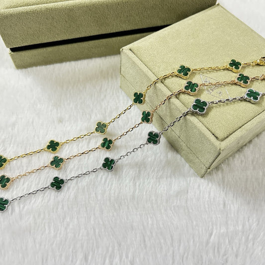 [Marin-Jewelry]CLOVER 6 MOTIF MALACHITE BRACELET-w