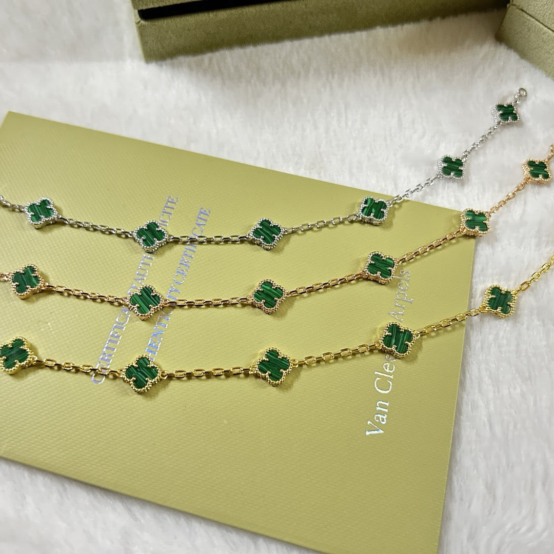 [Marin-Jewelry]CLOVER 6 MOTIF MALACHITE BRACELET-w