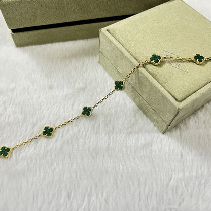 [Marin-Jewelry]CLOVER 6 MOTIF MALACHITE BRACELET-w