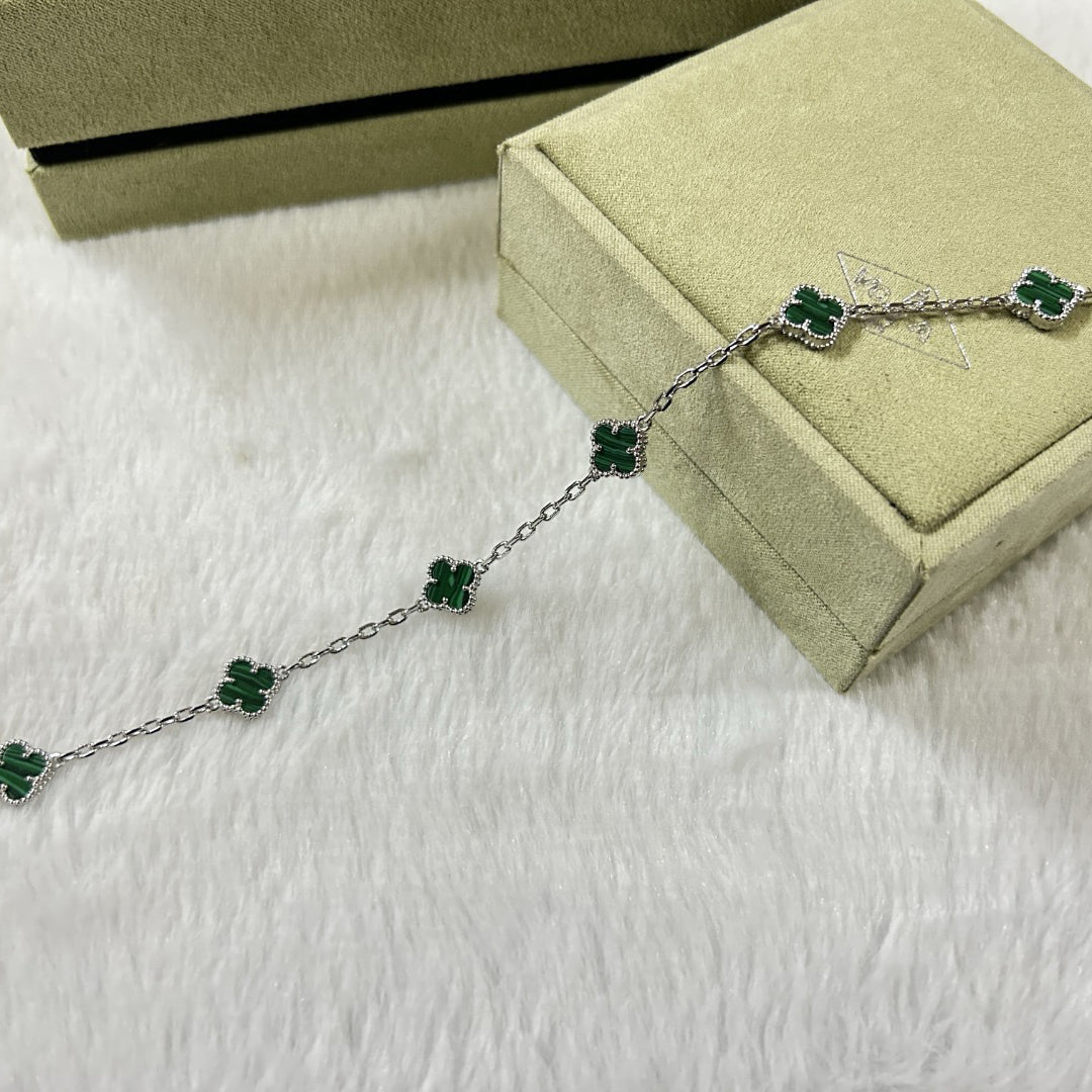 [Marin-Jewelry]CLOVER 6 MOTIF MALACHITE BRACELET-w