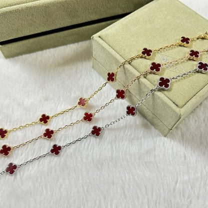 [Marin-Jewelry]CLOVER 6 MOTIF RED AGATE BRACELET-w