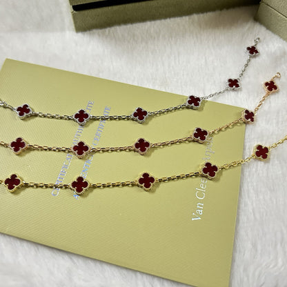 [Marin-Jewelry]CLOVER 6 MOTIF RED AGATE BRACELET-w