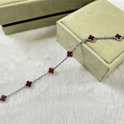 [Marin-Jewelry]CLOVER 6 MOTIF RED AGATE BRACELET-w
