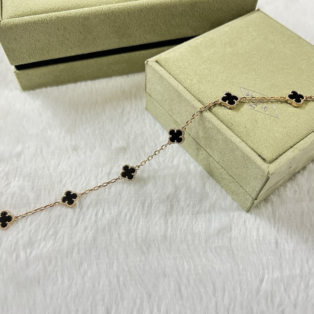 [Marin-Jewelry]CLOVER 6 MOTIF  ONYXS BRACELET-w