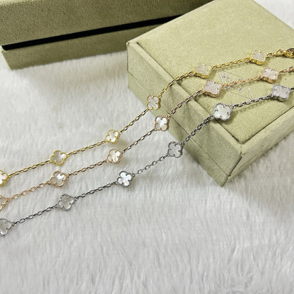 [Marin-Jewelry]CLOVER 6 MOTIF WHITE MOP BRACELET-w
