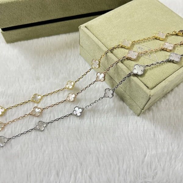 [Marin-Jewelry]BRACELET TRÈFLE 6 MOTIFS NACRE BLANCHE-f