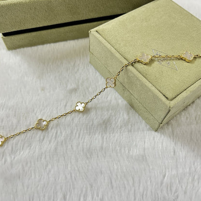 [Marin-Jewelry]CLOVER 6 MOTIF WHITE MOP BRACELET-w