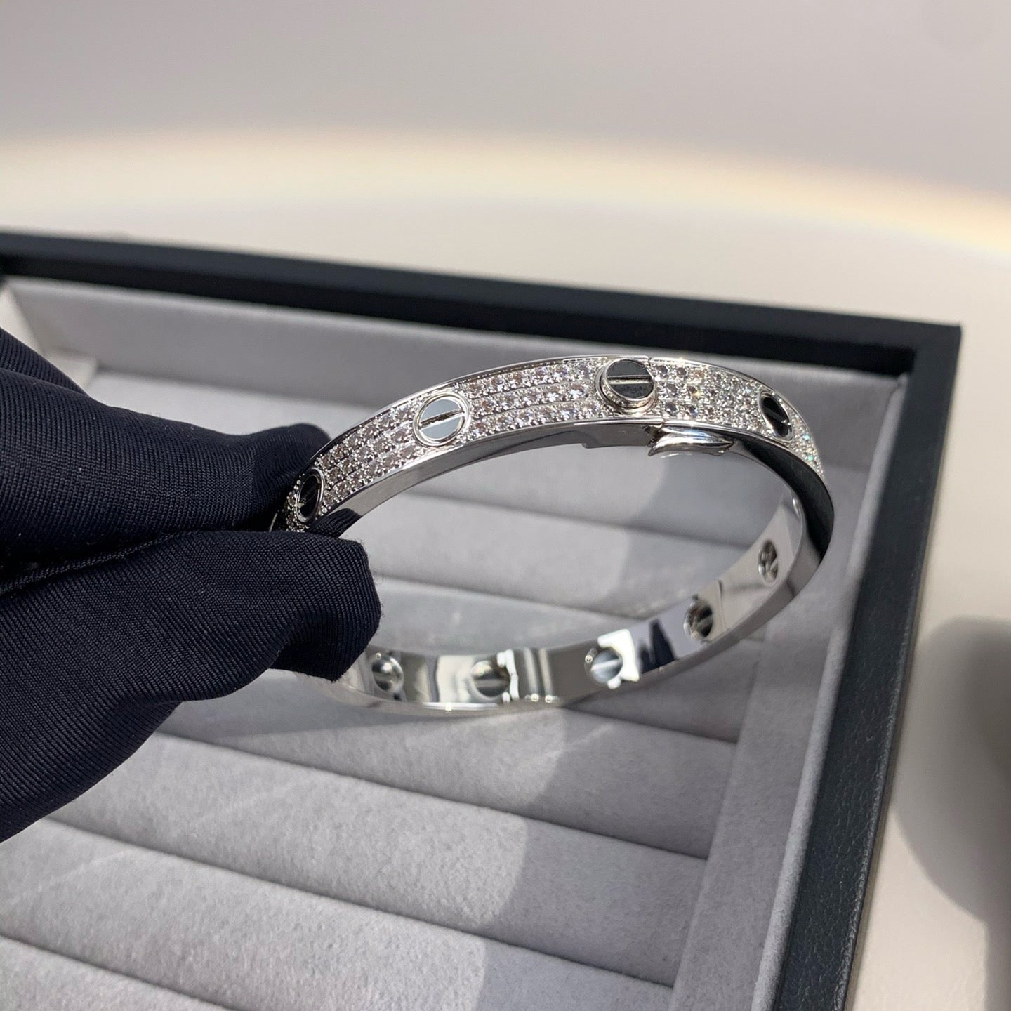 [Marin-Jewelry]LOVE BRACELET 6.1MM DIAMOND-PAVED CERAMIC