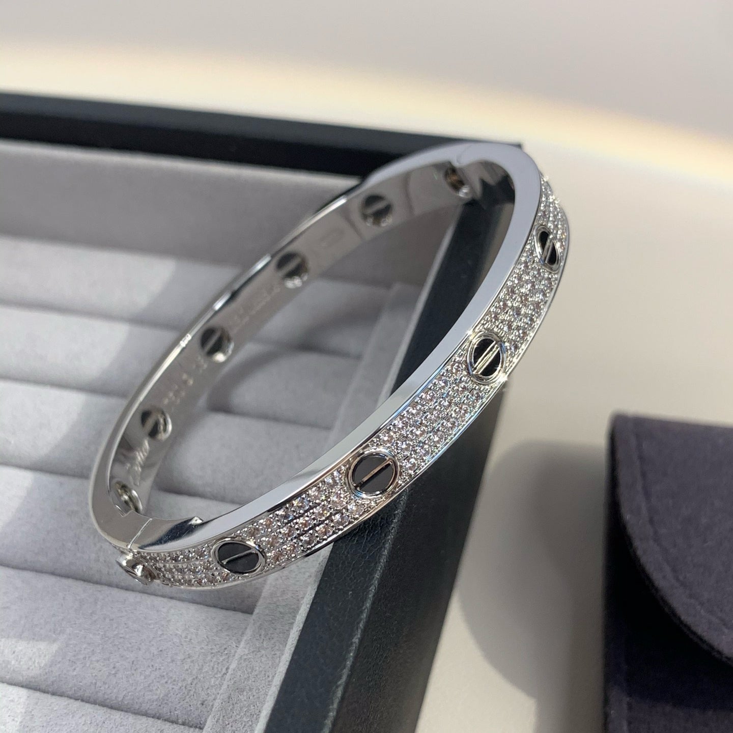 [Marin-Jewelry]LOVE BRACELET 6.1MM DIAMOND-PAVED CERAMIC