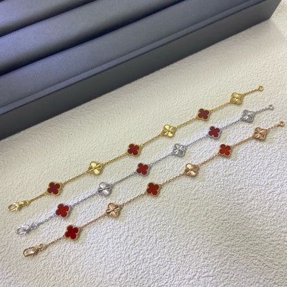 [Marin-Jewelry]CLOVER 6 MOTIF RED AGATE LASER BRACELET-w