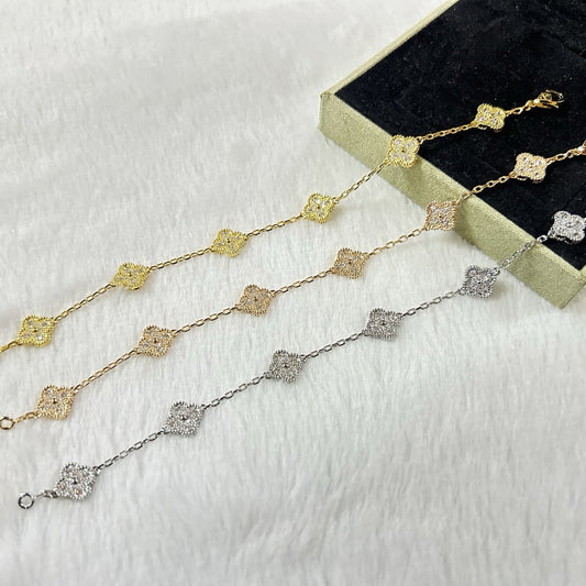 [Marin-Jewelry]CLOVER 6 MOTIF DIAMOND BRACELET