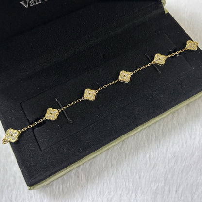 [Marin-Jewelry]CLOVER 6 MOTIF DIAMOND BRACELET
