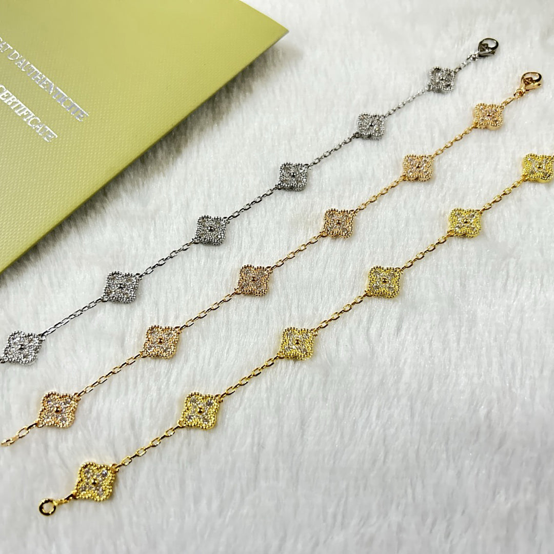 [Marin-Jewelry]CLOVER 6 MOTIF DIAMOND BRACELET