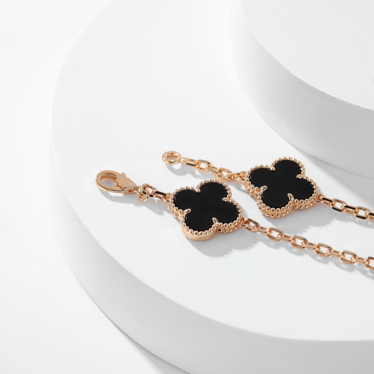 [Marin-Jewelry]CLOVER 10 MOTIFS ONYX NECKLACE