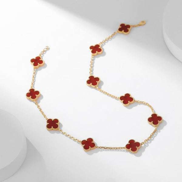 [Marin-Jewelry]COLLIER TRÈFLE 10 MOTIFS CORNALINE