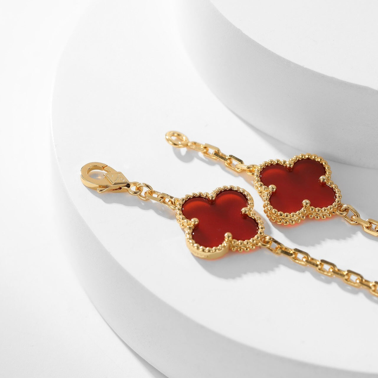 [Marin-Jewelry]CLOVER 10 MOTIFS CARNELIAN NECKLACE