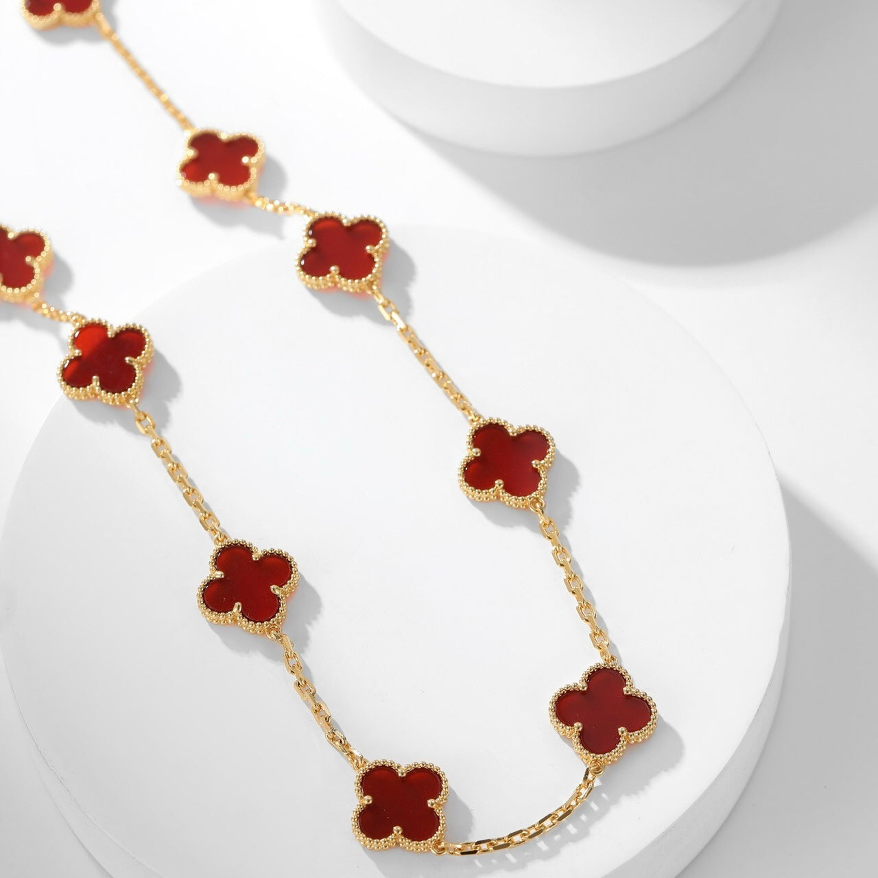 [Marin-Jewelry]CLOVER 10 MOTIFS CARNELIAN NECKLACE