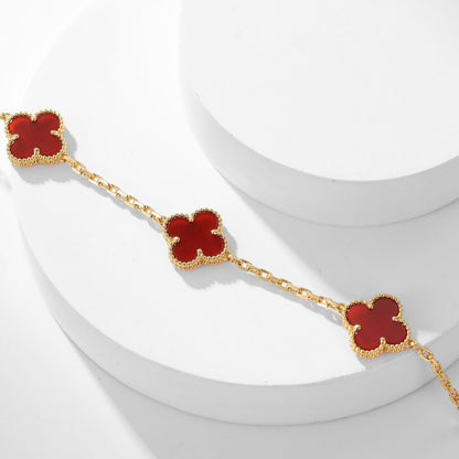 [Marin-Jewelry]CLOVER 10 MOTIFS CARNELIAN NECKLACE