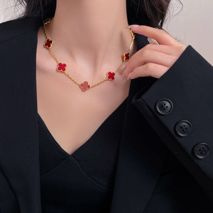[Marin-Jewelry]CLOVER 10 MOTIFS CARNELIAN NECKLACE