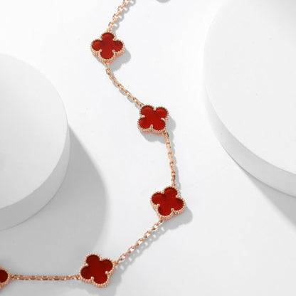 [Marin-Jewelry]CLOVER 10 MOTIFS CARNELIAN NECKLACE