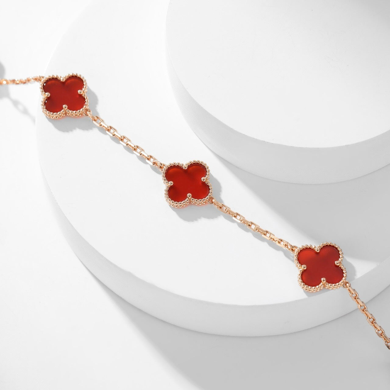 [Marin-Jewelry]CLOVER 10 MOTIFS CARNELIAN NECKLACE
