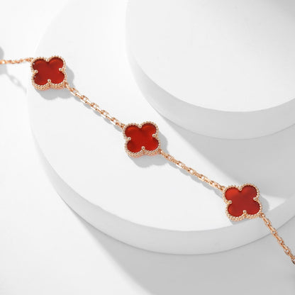 [Marin-Jewelry]CLOVER 10 MOTIFS CARNELIAN NECKLACE