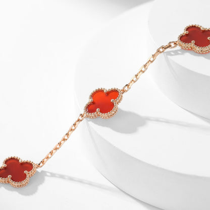 [Marin-Jewelry]CLOVER 10 MOTIFS CARNELIAN NECKLACE